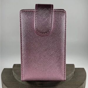 NEW Metallic Pink Mauve Cosmetic Makeup Lipstick Travel Case Pouch w/ Mirror